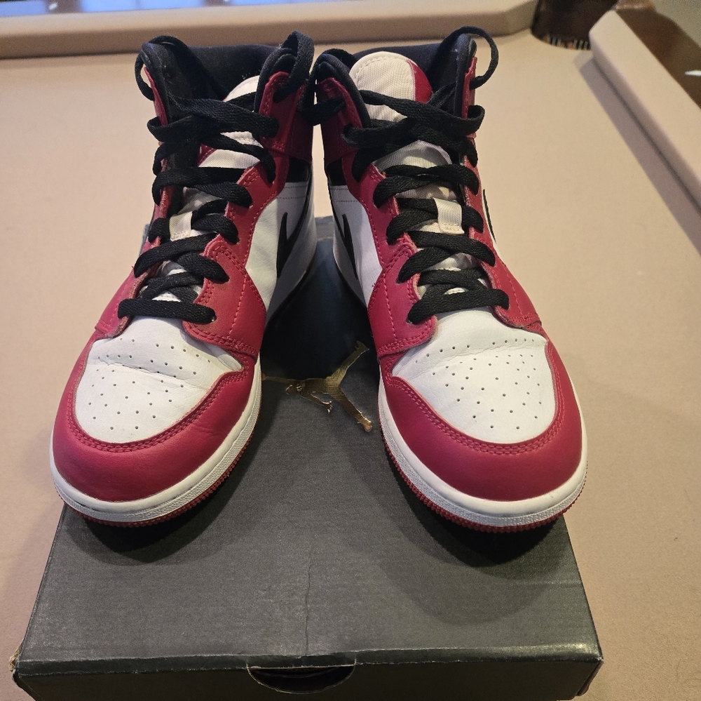 Jordan Air 1 Mid GS in Red, White, and Black